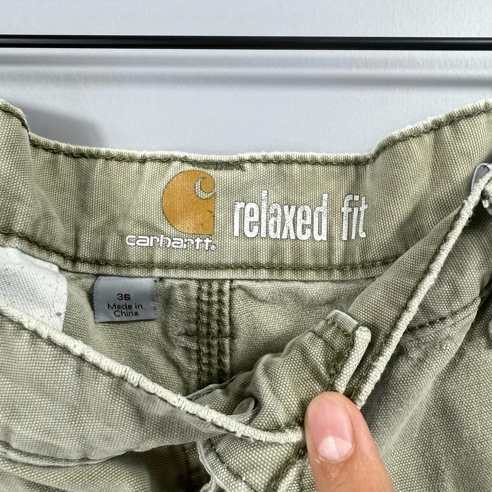Carhartt Cargo Shorts Mens 36 Beige Relaxed Fit Canvas Workwear Utility Pockets